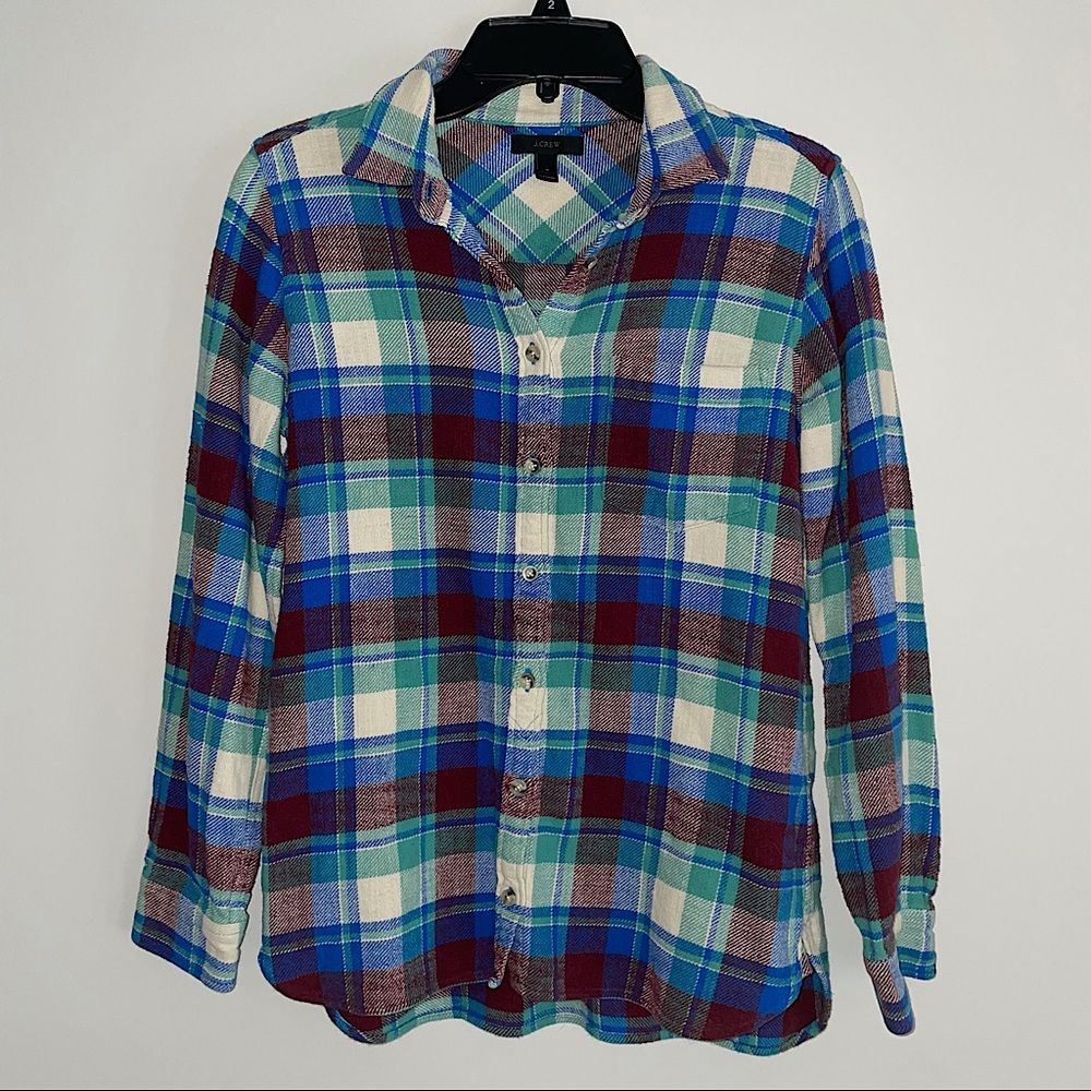 J.CREW Slub Knit Flannel Button Down Shirt - Size 4